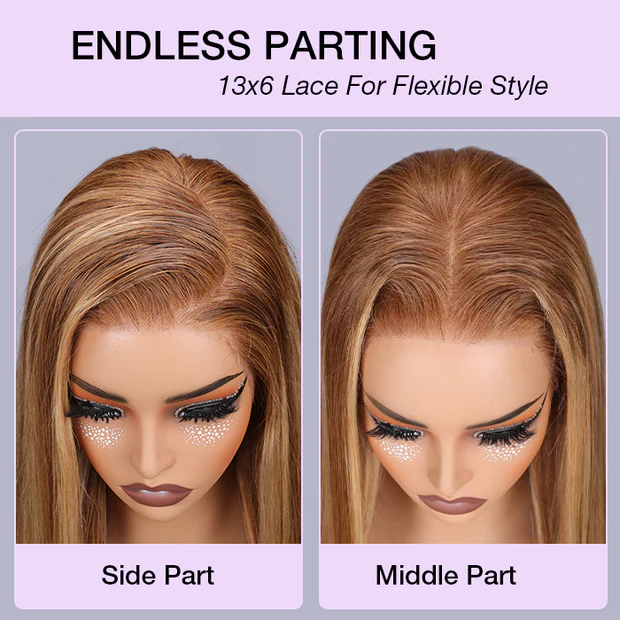 13x3 Transparent Lace 180% Density #P4/27 Color Straight Wigs