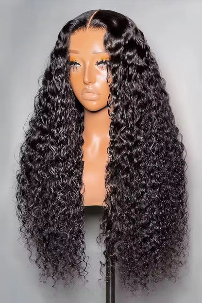 Transparent Lace 5x5 180% Density Kinky Curly Wigs 1B
