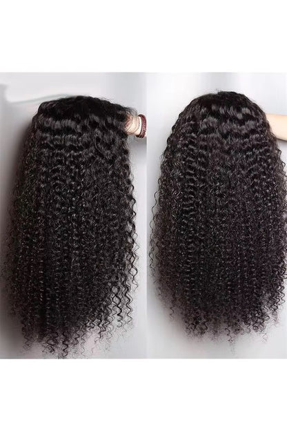 Transparent Lace 5x5 180% Density Kinky Curly Wigs 1B