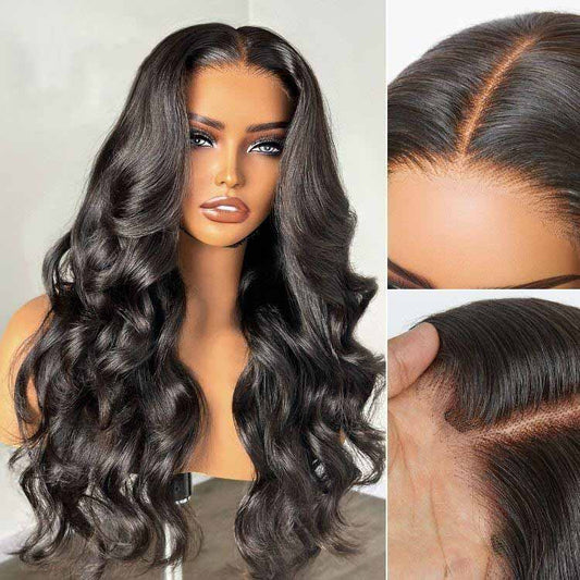 Transparent Lace 13x4 180% Density Body Wave Wigs 1B