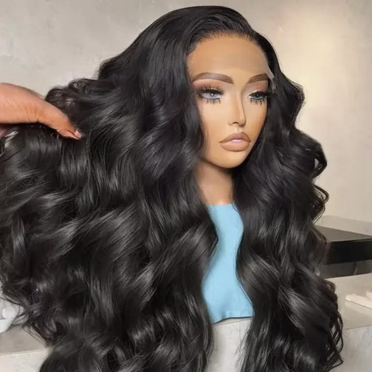 Transparent Lace 13x4 180% Density Body Wave Wigs 1B