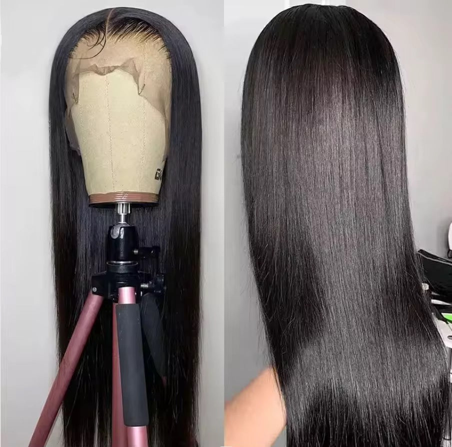 Transparent Lace 13x4 180% Density Straight Wigs 1B